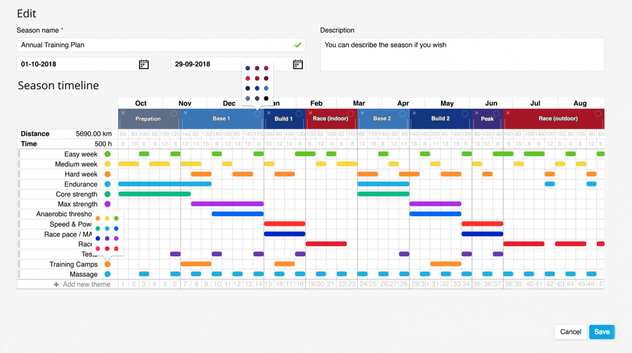 Polat Flow Webservice: Geplante Trainingsinhalte für die Saison / besser trainieren.