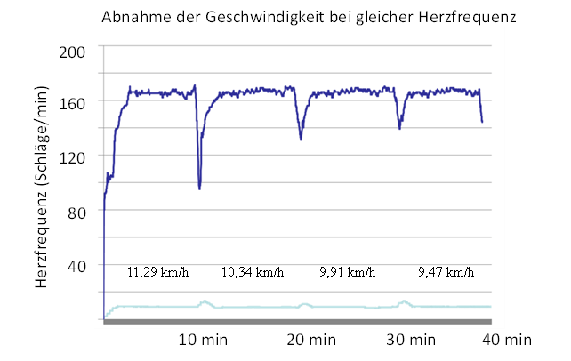 Grafik: Reaktion Laufgeschwindigkeit bei gleicher Herzfrquenz - leichter Laufen