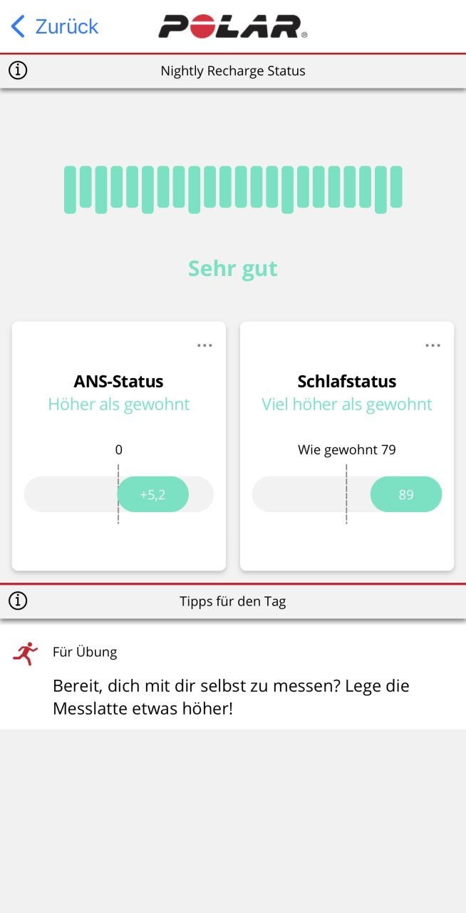 Polar Nightly Recharge: sehr gut - Schlafdaten richtig auswerten