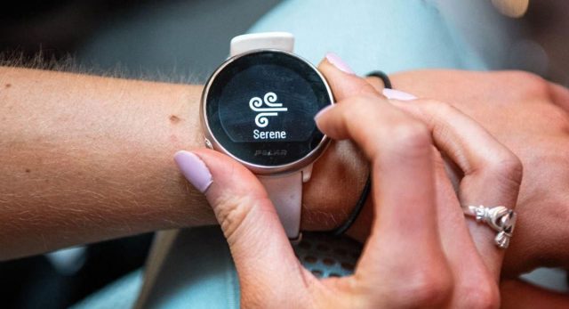 Doing guided breathing exercises 