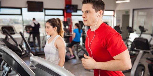 Running on a treadmill 