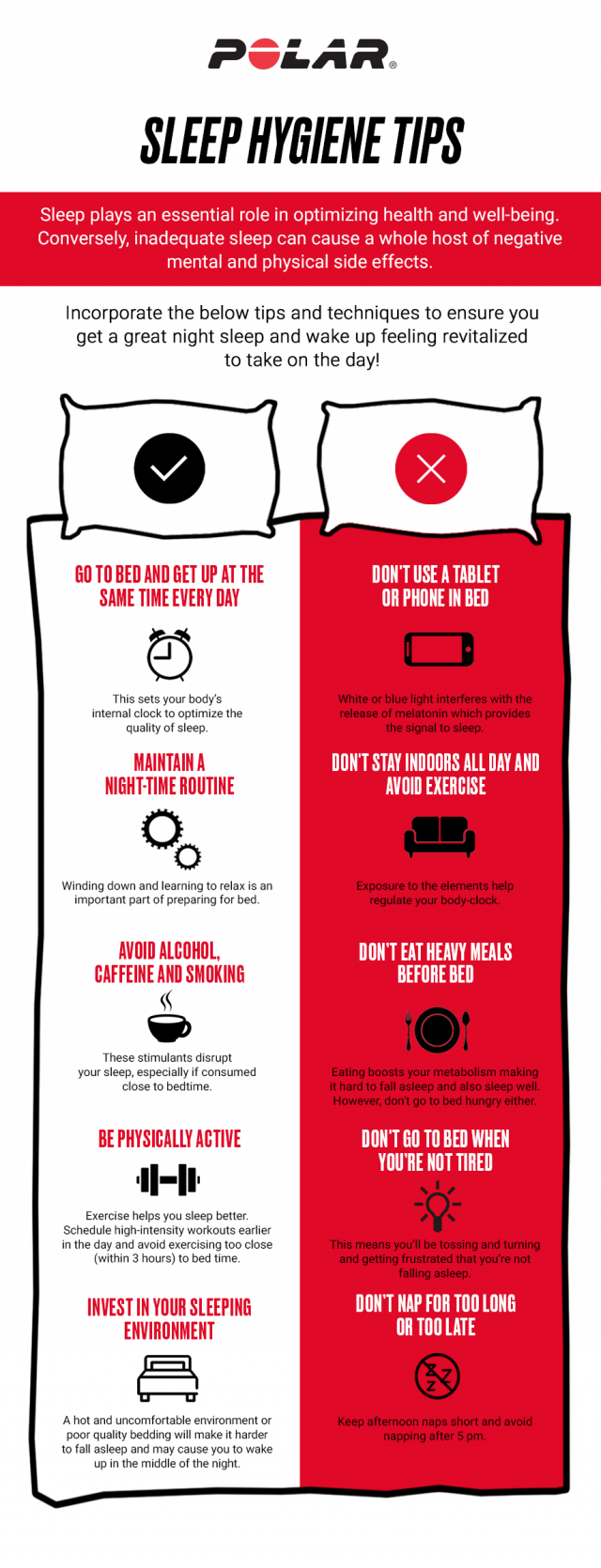 Sleep hygiene tips Infographic Polar Journal