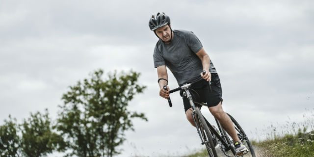 Cyclist biking to work 