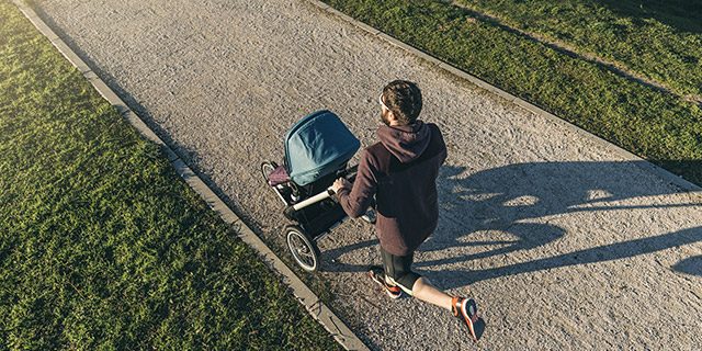 Running with a jogging stroller 