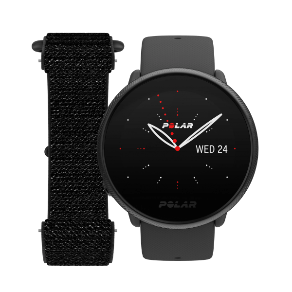 Polar Ignite 2 + Black Hook & Loop, Montre fitness, Perle Noire