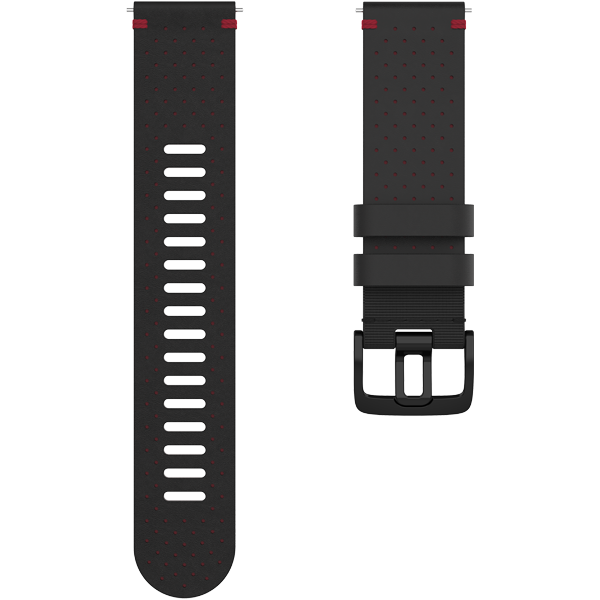 Polar UK Polar Perforated Leather Wristband 22mm, Black-Red